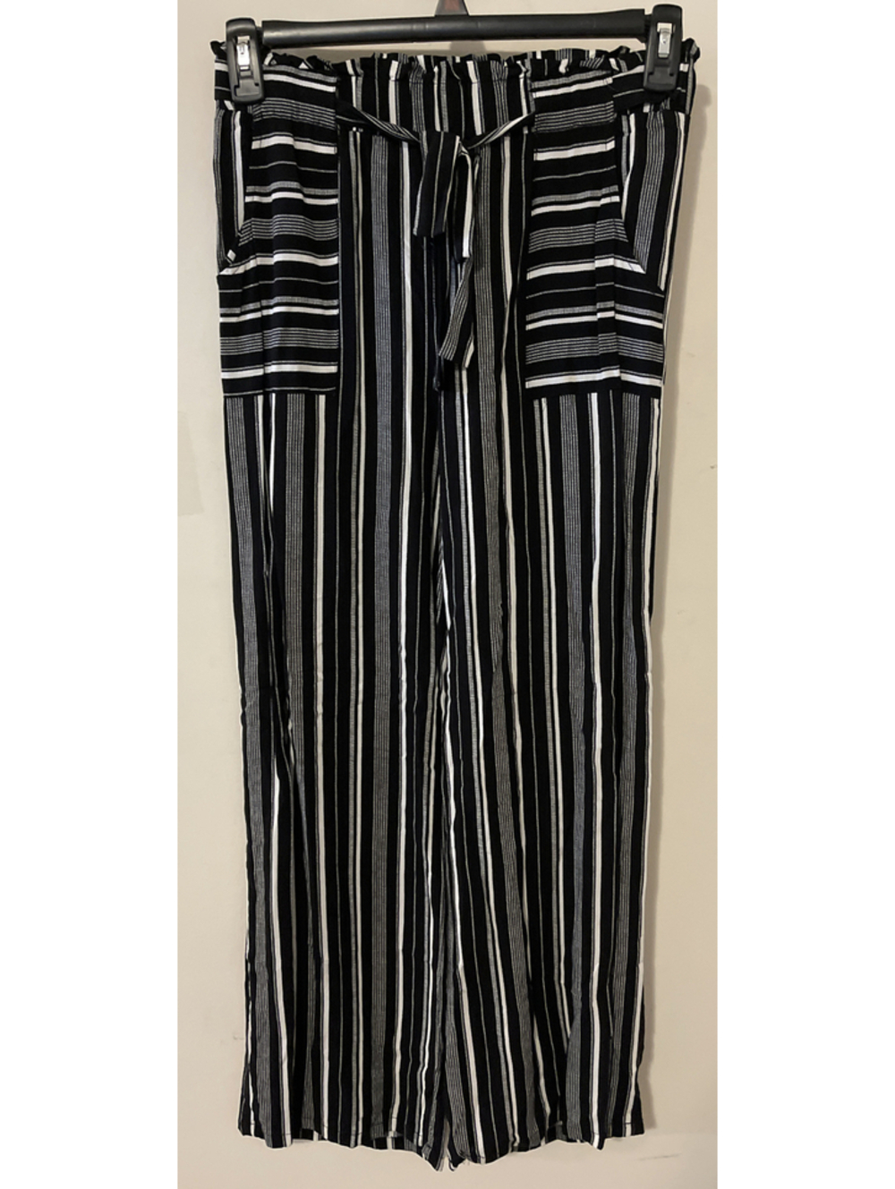 Joe B Womens Medium Black Striped Elastic Waist Pull-On Pants! A4374